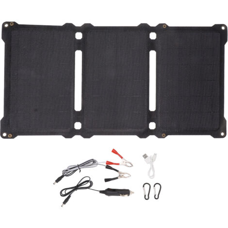 Tragbares, faltbares 18V 30W monokristallines Solarpanel für Camping und Wandern – Schwarz