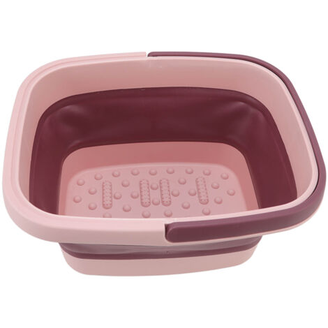 Tragbares, faltbares Silikon-Fußbadebecken, Massagebadewanne für die Heimpflege, Rosa