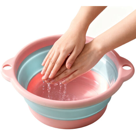 Tragbares Faltwaschbecken – Zusammenklappbares Waschbecken, robustes Design, glänzende PP-TPR-Oberfläche, rosa – 23 x 17,5 cm, 100 g, 1 Stück