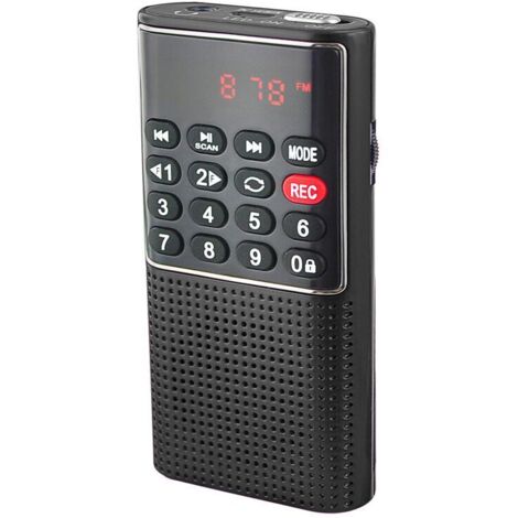 Tragbares FM-MP3-Walkman-Radio im Taschenformat mit Aufnahmefunktion, Sperrtaste, SD-Kartenleser, Betrieb mit wiederaufladbarem Akku (kein AM-Radio)