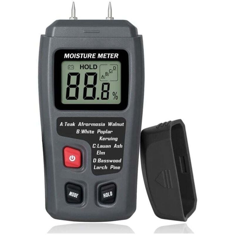 Image of Tragbares Holzfeuchtemessgerät mit LCD-Display zur Messung der Holzfeuchte von Brennholz und Papier