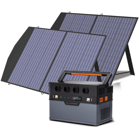 Tragbares Kraftwerk Solargenerator mobiler Stromspeicher 1092 Wh 1500 W mit 2Pcs 100W Solar panel für Outdoor Camping Wohnmobil Notfall ALLPOWERS S1500