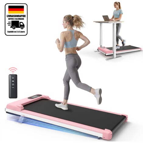 BIGZZIA Tragbares Laufband mit 2,5 PS für Büro und Zuhause, extrem leise und ohne Installation, 0,6-6,2 MPH, Fernbedienung, LED-Anzeige, 136 kg Tragkraft (Pink)