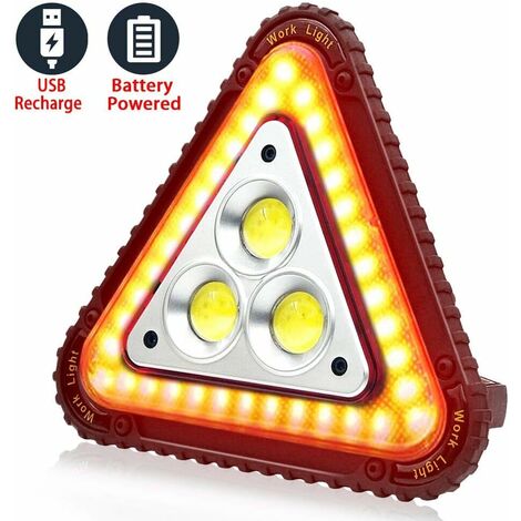 Tragbares LED-Warndreieck, tragbares LED-Arbeitslicht, USB wiederaufladbar, 4-Modi-Dreieck COB Floodlight Autoreparatur 30W Flood Light