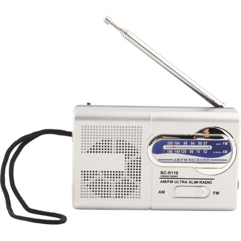 Tragbares Mini-AM/FM-Radio mit Teleskopantenne und eingebautem Lautsprecher