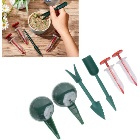 Tragbares Mini-Sämaschinen-Set, 6-teilig – 5 Geschwindigkeitsstufen, rot, leichtes Kunststoffgehäuse, 98 g