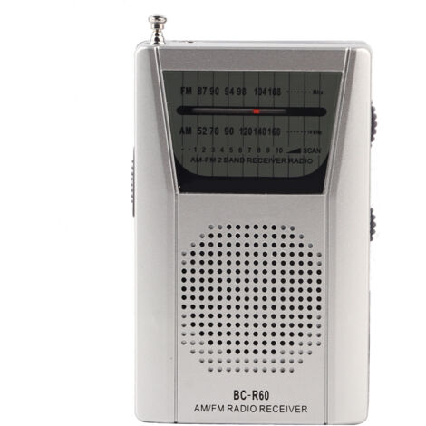 Tragbares Mini-Universalradio (FM/AM) mit eingebautem Lautsprecher – Silber