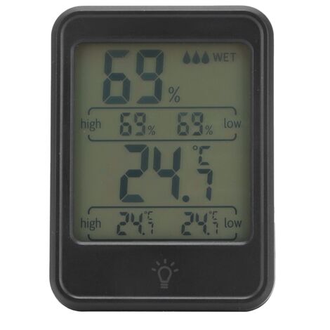Tragbares, professionelles, batteriebetriebenes digitales Thermometer und Hygrometer -20℃-70℃ zur Temperaturregelung im Haushalt (MC41 schwarz (mit Hintergrundbeleuchtung))