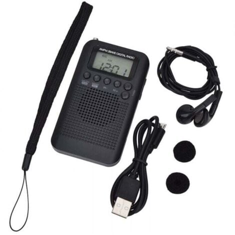 ALOVEZ Tragbares Radio, Mini-Taschenradio mit Lautsprecher, FM/AM-Digital-Stereo-DSP-Empfänger mit Wecker und Timer für Zuhause und Spaziergänge im Freien, persönliches Radio mit Kopfhörern