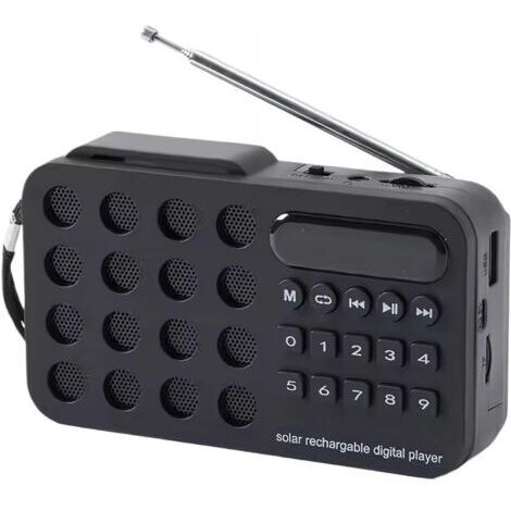 Tragbares Radio mit Lautsprecher, wiederaufladbares Solarradio für Zuhause, Camping und Reisen (schwarz).
