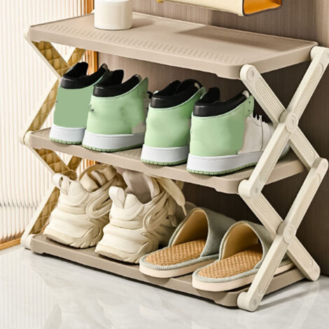Tragbares Schuhregal aus Polypropylen, 3-stöckig, ideal für Eingangsbereich, Garage und Wohnzimmer.