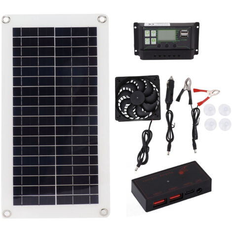 Tragbares Solarventilator-Set mit 10-W-18-V-Panel und 30-A-Controller