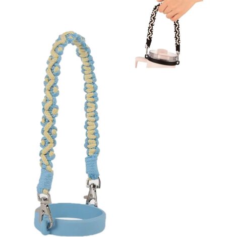 Tragegriff für Wasserflasche, elastische Silikonhülle, Tragekordel für Wasserbecher (bläulich-gelb)
