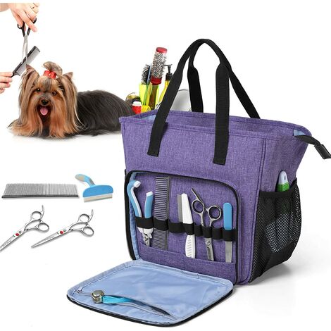 Tragetasche für Hundepflegezubehör, Hundepflegetasche, Entwirrungswerkzeug und andere Tierpflegeprodukte, Lila