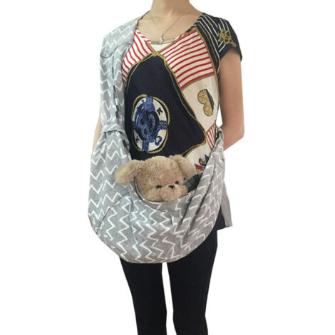 Tragetuch für kleine Hunde und Katzen, verstellbarer Gurt, freihändige Reisetasche für Haustiere und Welpen, Rucksack für Frauen und Mädchen (weiß/grau)