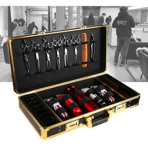Tragtasche für Friseurzubehör, Aluminium Ordnungsbox mit Schloss, Friseur-Toolbox,Top Grade Retro Koffer für Friseurwerkzeuge, Friseurladenbedarf,Friseur-Organisator-Box