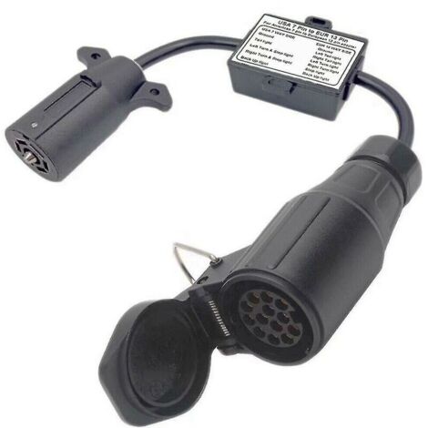 Trailer light converter 7 way flat plug to 13 pin round plug
