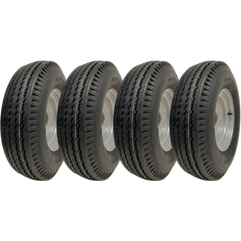 Trailer Wheel 5.00-10, 100mm PCD Rim 4 Ply High Speed Legal 355kg - Set of 4
