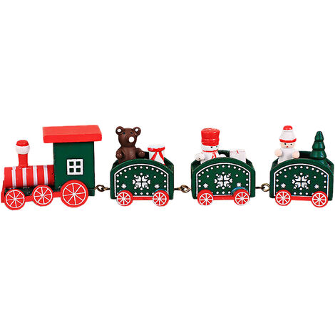 Train de Noël en bois - Décoration de Noël pour l'ornement de table - Style de décoration de fête