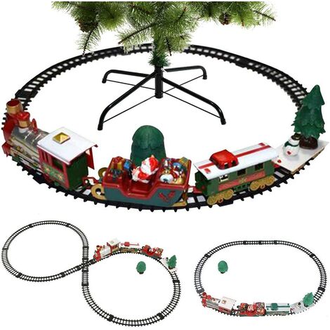 Train de Noël sous le sapin 3in1 Locomotive Lumières Sons avec Traîneau Père Noël