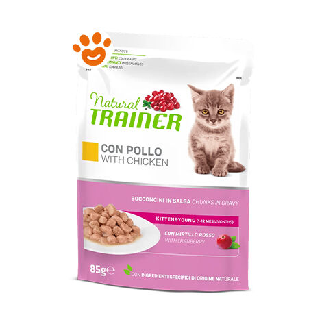 Trainer Natural Cat Kitten/Young Bocconcini in Salsa Pollo  - Trainer Natural Cat Kitten/Young Bocconcini in Salsa Pollo - Bustina Da 85 Gr