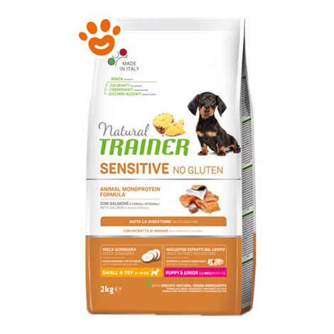Trainer Natural Dog No Gluten Sensitive Puppy Small & Toy Salmone - Trainer Natural Dog No Gluten Sensitive Puppy Small & Toy Salmone - Sacco Da 2 Kg