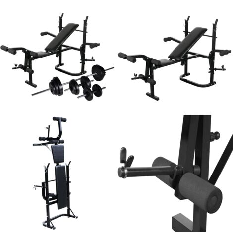 Trainingsbank mit Ablage, Langhantel und Kurzhantel Set 30,5 kg - Trainingsbank - Trainingsbänke - Home & Living