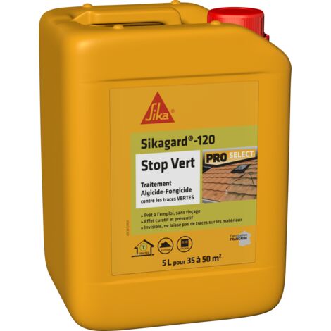 Sika – Traitement algicide et fongicide prêt à l'emploi 5L – Élimine mousses, algues et lichens – Compatible tous supports extérieurs - Sikagard-120