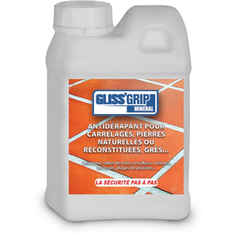 Gliss Grip - Traitement antidérapant pour toutes les surfaces minérales - int/ext grip mineral 1l - blanc