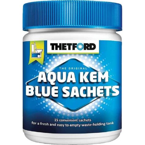 Traitement Aqua Kem bleu pour camping car – Additif sanitaire concentré – Sachets hydro solubles – Hygiène optimale des réservoirs – Thetford