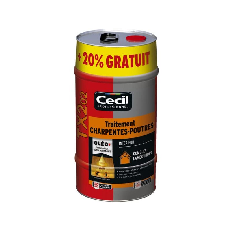 Cecil - Traitement Charpente Tx202 5 l + 20% Gratuits