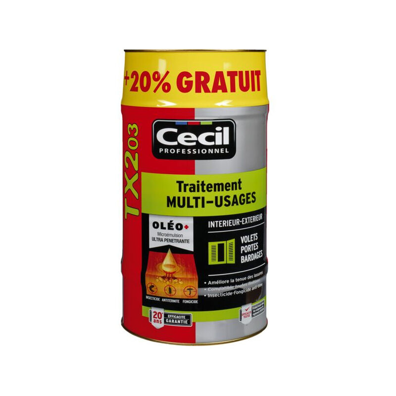 Cecil - Traitement Bois Multi-Usages Tx 203 5l + 20% Gratuits