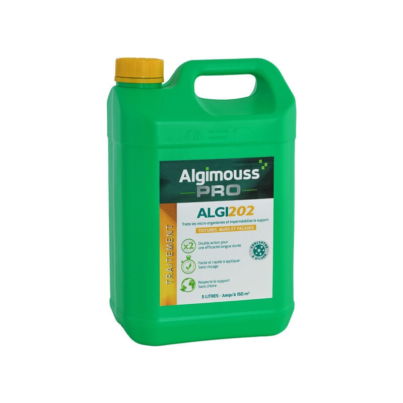 Algi 202 - 5 litres - Traitement et imperméabilisant toitures, murs, façades Algimouss 058001