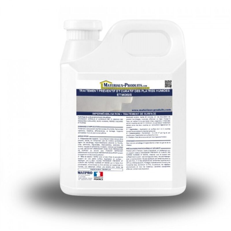 Matpro - Traitement préventif et curatif des plâtres humides et moisis - 750 ml Incolore