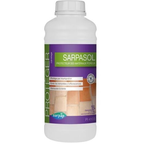 Traitement protecteur pour matériaux poreux 1 L – Supprime efflorescences – Pour terres cuites, grès cérame, dalles – Intérieur et extérieur – Sarpap