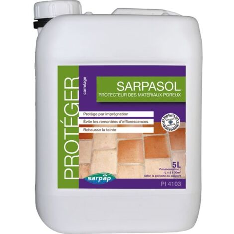 Traitement protecteur transparent 5L – Imperméabilisant pour terres cuites et grès cérame – Protège contre l'humidité et ravive les couleurs – Sarpap