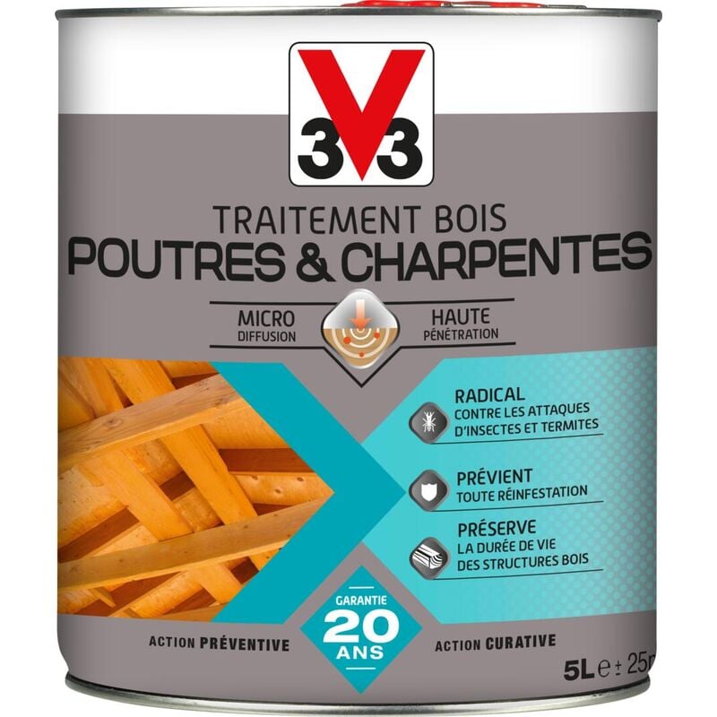 V33 - Traitements bois Poutres et charpentes Incolore 5L