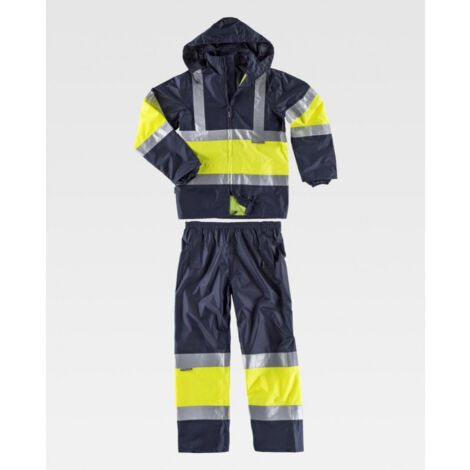 Traje chubasquero impermeable combinado de Alta Visibilidad WORKTEAM S2018