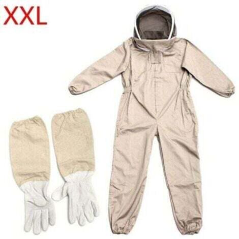 Traje de apicultura Ulisem - Ropa de apicultura - Protección completa - Guantes para principiantes - Marrón - Talla XXL