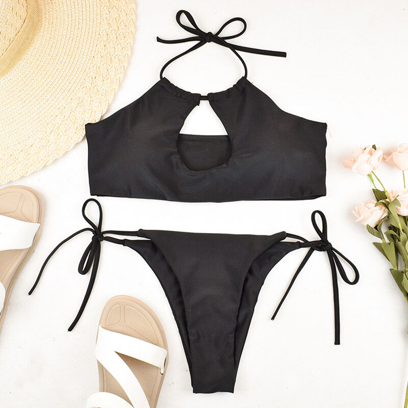 

Asupermall - Traje de bano Bikini de mujer Trajes de bano de cintura alta Bikinis huecos Traje de bano para mujer Trajes de bano Push Up,Negro, M