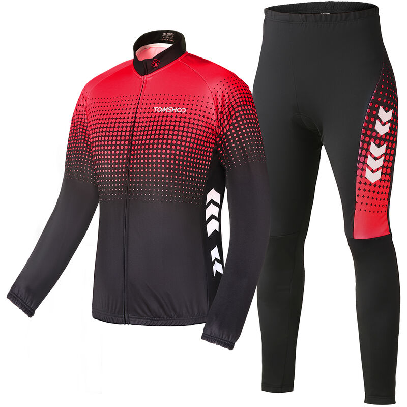 

Asupermall - Traje de ciclismo para hombre, ropa deportiva de manga larga, conjunto de ropa de ciclismo a prueba de viento con jersey de lana termica