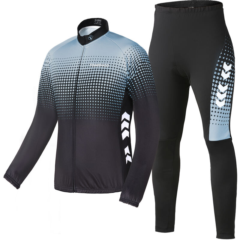 

Happyshop - Traje de ciclismo para hombre, ropa deportiva de manga larga, conjunto de ropa de ciclismo a prueba de viento con jersey de lana termica