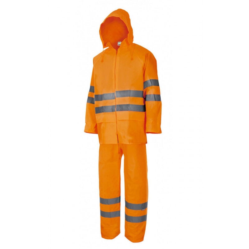 

Traje de lluvia flúor de dos piezas alta visibilidad con capucha VELILLA Serie 189 | L - Naranja Flúor