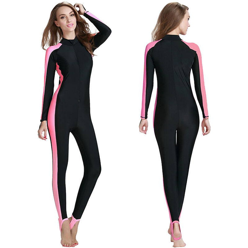 

Traje de neopreno para mujer, traje de neopreno de manga larga, traje de buceo de cuerpo entero,Rosa, 3XL