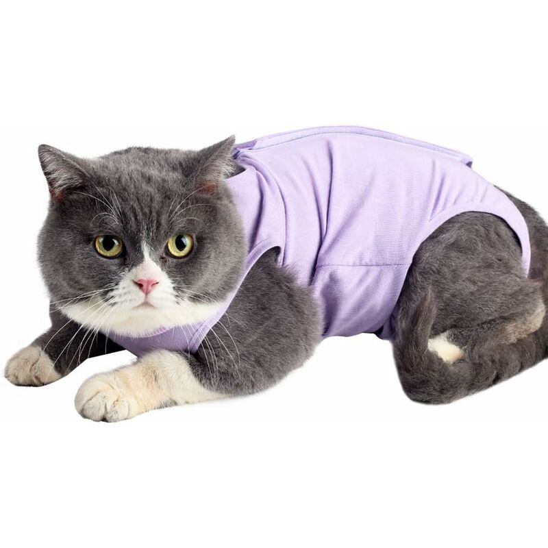 

Litzee - Traje de recuperación para gatos con herida abdominal antilamido, ropa interior suave para mascotas, collar E, alternativa para mascotas
