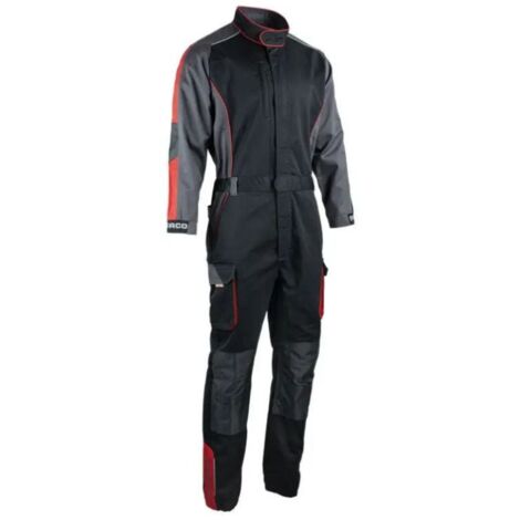 Traje FACOM Racer cremallera simple Negro/Gris/Rojo Talla L - FXWW4010E-L