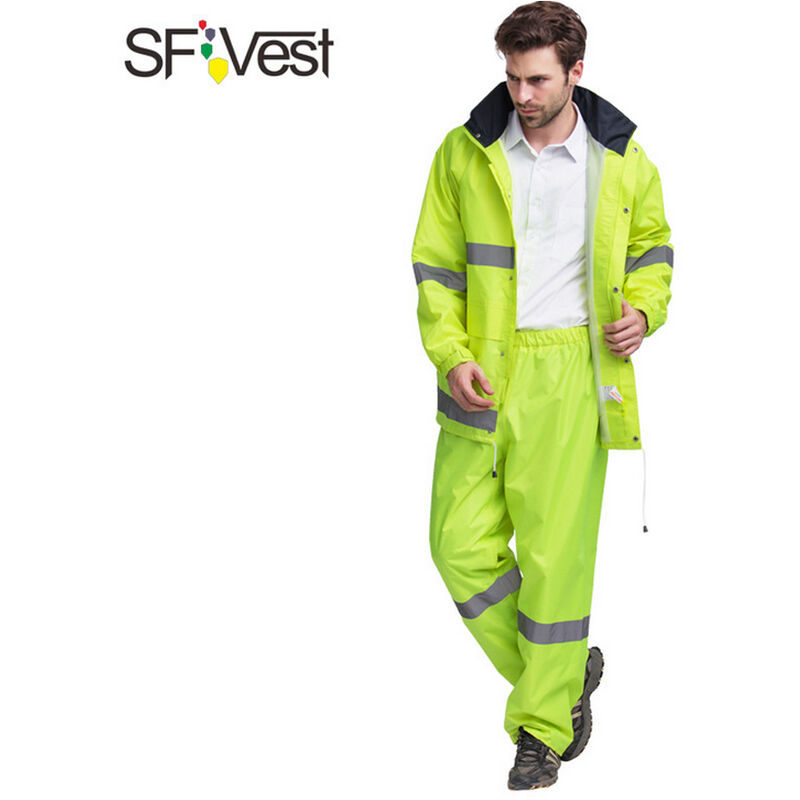 

SFVest Traje impermeable reflectante de alta visibilidad Traje impermeable de seguridad luminoso Senderismo al aire libre Montar Hombres y mujeres