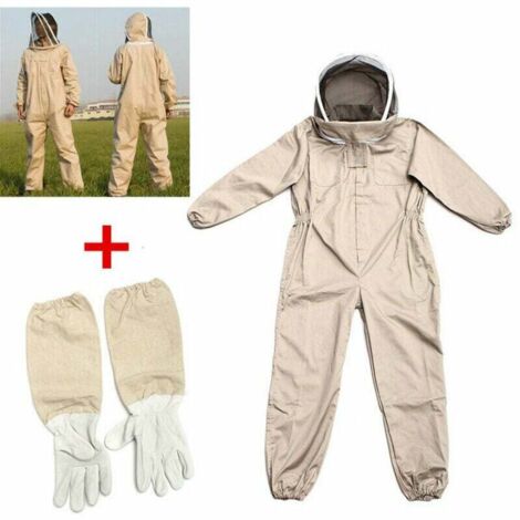 Traje profesional de apicultor Tigrezy, color marrón, con velo autoportante y guantes protectores (talla L)