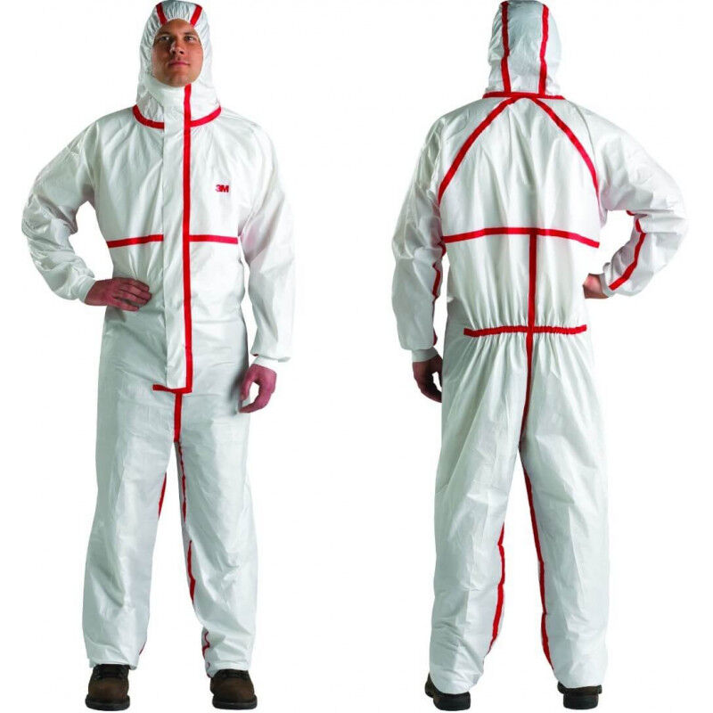 

Traje protección química 4565 de Tipo 4/5/6, Categ. 3, Costuras Selladas, protección extra y durabilidad, Blanco+Rojo | S - 3M