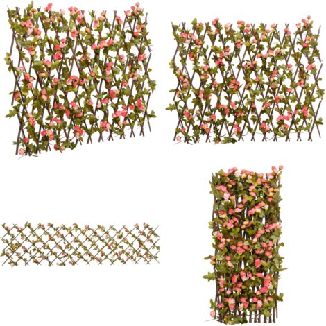 Traliccio Edera Artificiale Espandibile Rosa Scuro 180x60 cm - Schermatura esterna - Privacy giardino